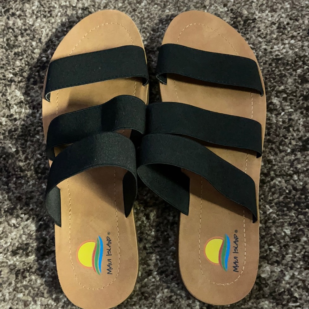 Black strap sandals .... size 9